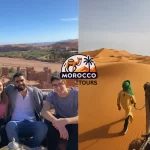 4 days from Fes to Marrakech – Camel caravan in Erg Chebbi dunes at sunset during Morocco desert Itinerary.