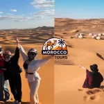 Camel caravan at sunset in the Sahara Desert and Kasbah Ait Ben Haddou – 5 days tour from Marrakech to Fes