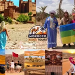 A breathtaking collage of the Sahara Desert, Todra Gorges, and Ait Ben Haddou on this unforgettable 6 days in Morocco tour.