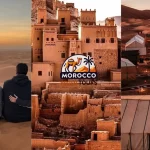 Highlights of the 4 Days Tour From Marrakech To Merzouga featuring Ait Ben Haddou Kasbah, golden desert sunset, and luxury Sahara camp experience