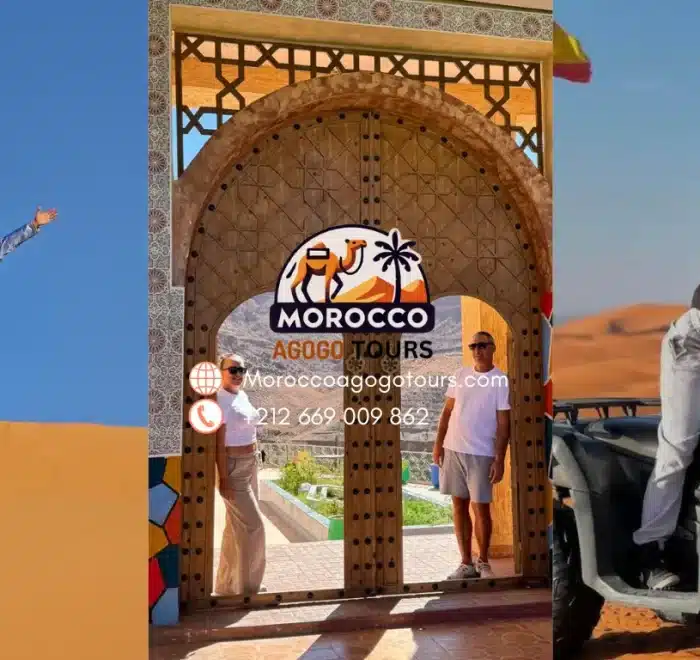 Berber nomad with traditional blue attire in the desert – Immerse yourself in local culture on the Marrakech to Fes Desert Tour 4 Days.