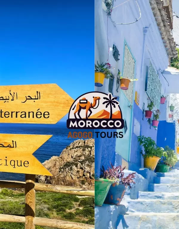Meeting point of Atlantic and Mediterranean Oceans near Tangier and blue streets of Chefchaouen on Morocco tours from Tangier