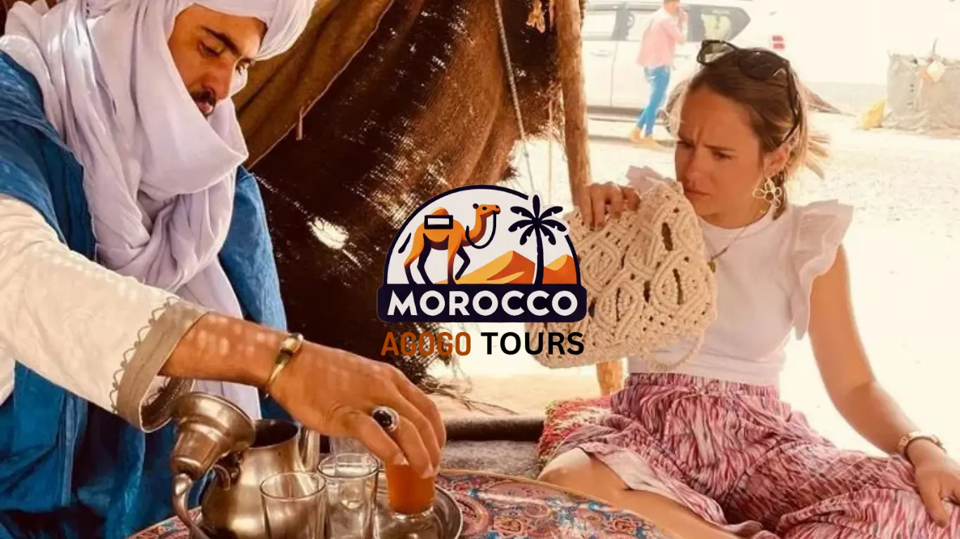 Moroccan people sharing mint tea, showcasing Moroccan hospitality and culture